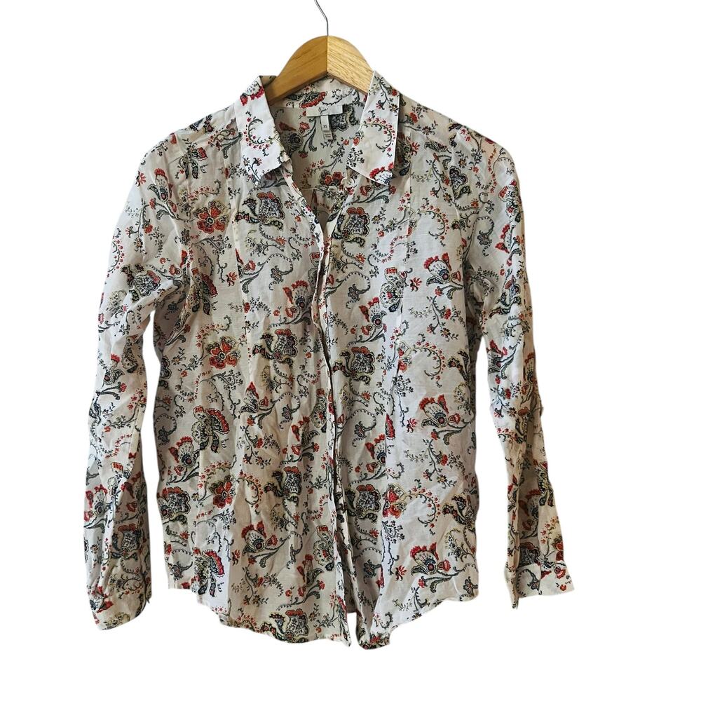 Joie Katrine Silk Blend Floral Print Button Front Long Sleeve Top Size XS Multi - Picture 2 of 8
